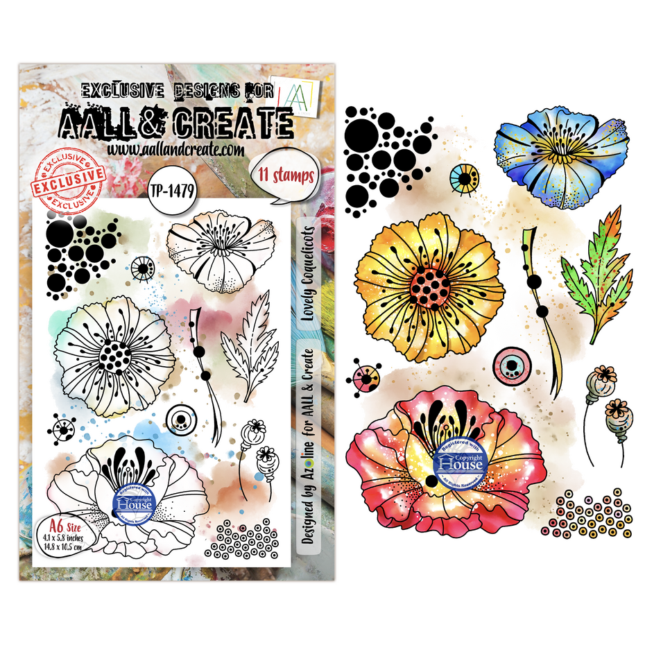 Craft Consortium - Lovely Couleurs A6 Stamp Sets Lovely Coquelicots by Azoline