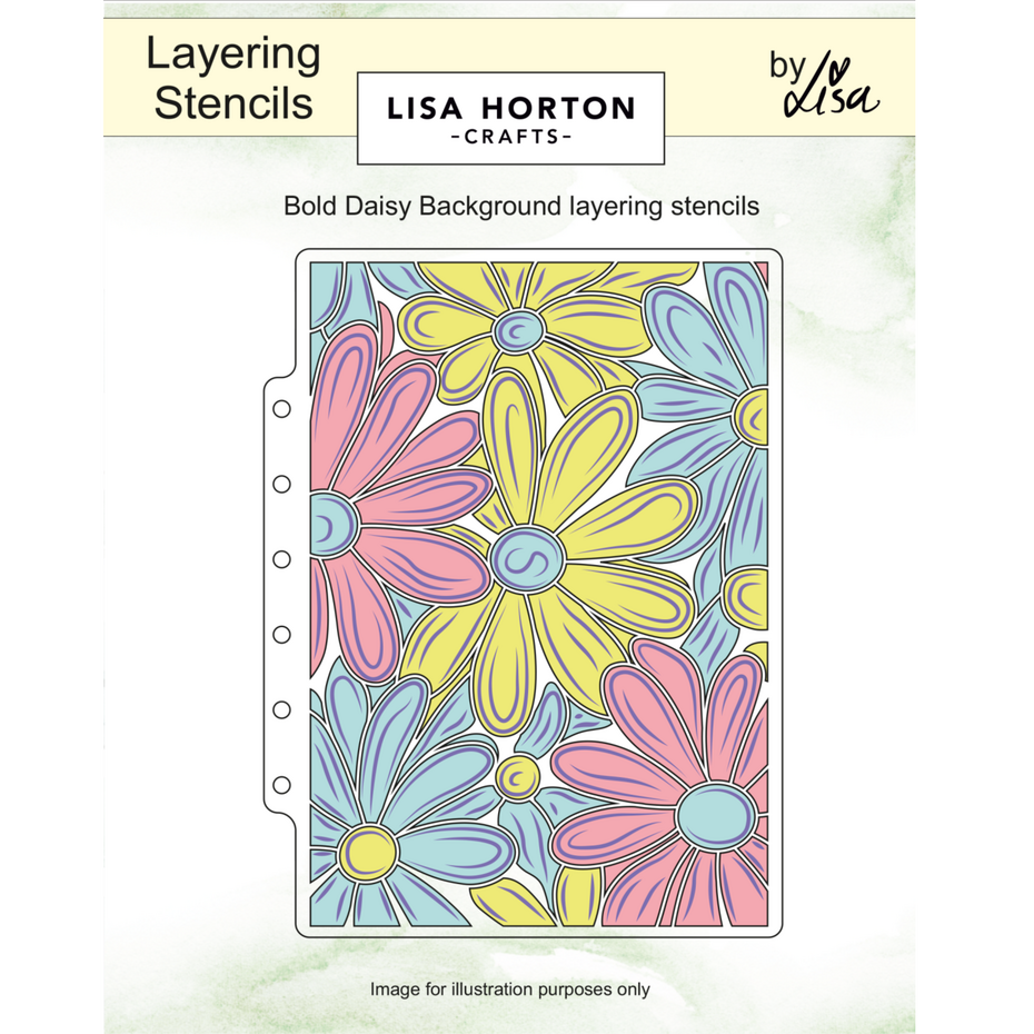 Lisa Horton Crafts - Bold Daisy Background 5x7 Inch Layering Stencils