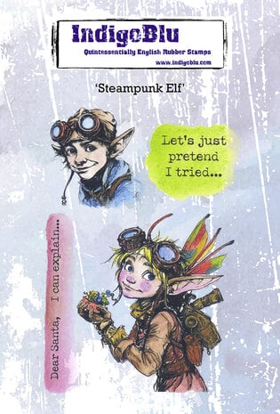 IndigoBlu - Steampunk Elf A6 Red Rubber Stamp IndigoBlu - Steampunk Elf A6 Red Rubber Stamp