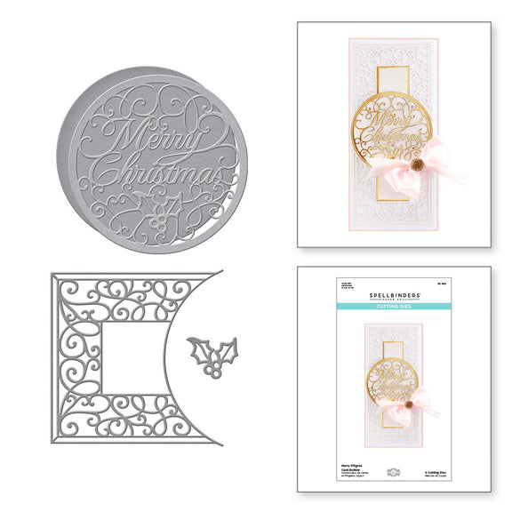 Spellbinders - Merry Filigree Card Builder Etched Dies from the Holiday Medley Collection by Becca Feeken