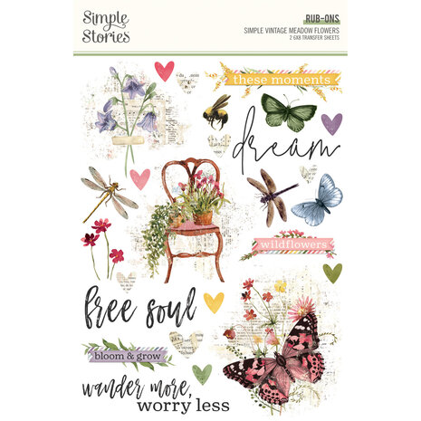 Simple Stories - Simple Vintage Meadow Flowers Rub Ons