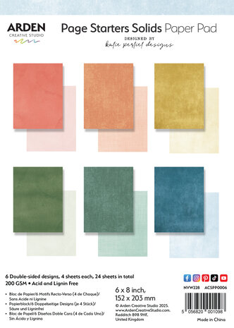 Arden Creative Studio - Page Starters Solids 6x8 Inch Paper Pad