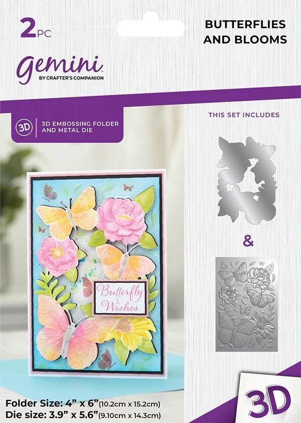 Gemini - 3D Embossingfolder/Snijmal 4"x6" - Butterflies and Blooms