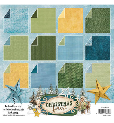 Studio Light - Multifunktions-Papierblock – Origami & Backgrounds Christmas Forest Nr. 476