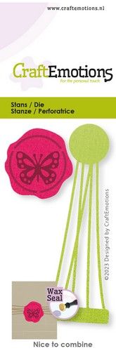 CraftEmotions Die - Zierfäden kurz & Siegel Schmetterling Card 5x10cm Great for Wax Seal