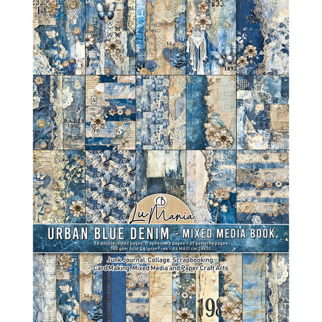 Ciao Bella - Urban Blue Denim A4 Maxi Mixed Media Book 