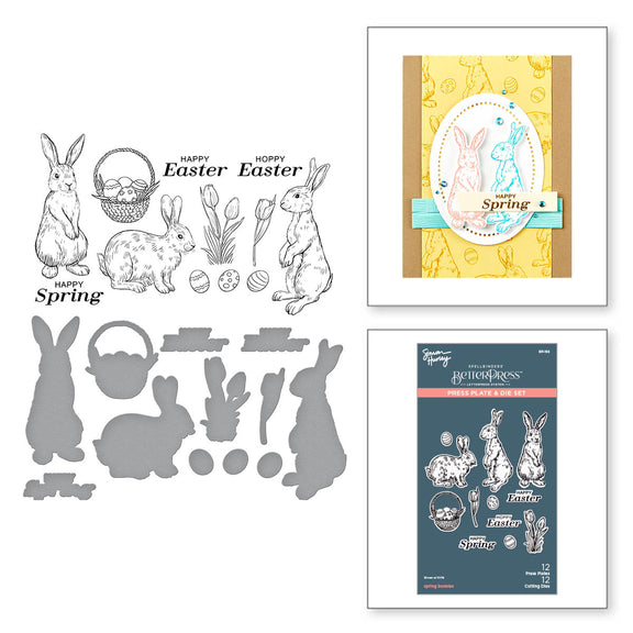 Spellbinders -BetterPress - Spring Bunnies Press Plate & Die Set from the Spring Sampler Collection by Simon Hurley