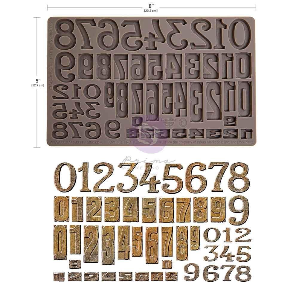 Prima Marketing - Finnabair Decor Moulds 5"x8"x8mm - Letterpress Numbers 