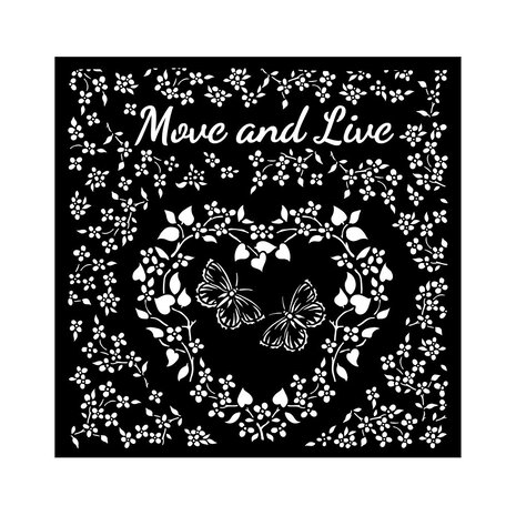 Stamperia - Sunflower Art Thick Stencil 18x18cm Move and Live Heart