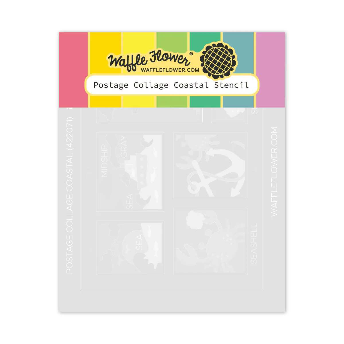 Waffle Flower Stencil - Postage Collage Coastal Stencil