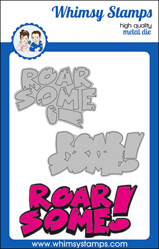 Whimsy Stamps - Roarsome Word and Shadow Die Set