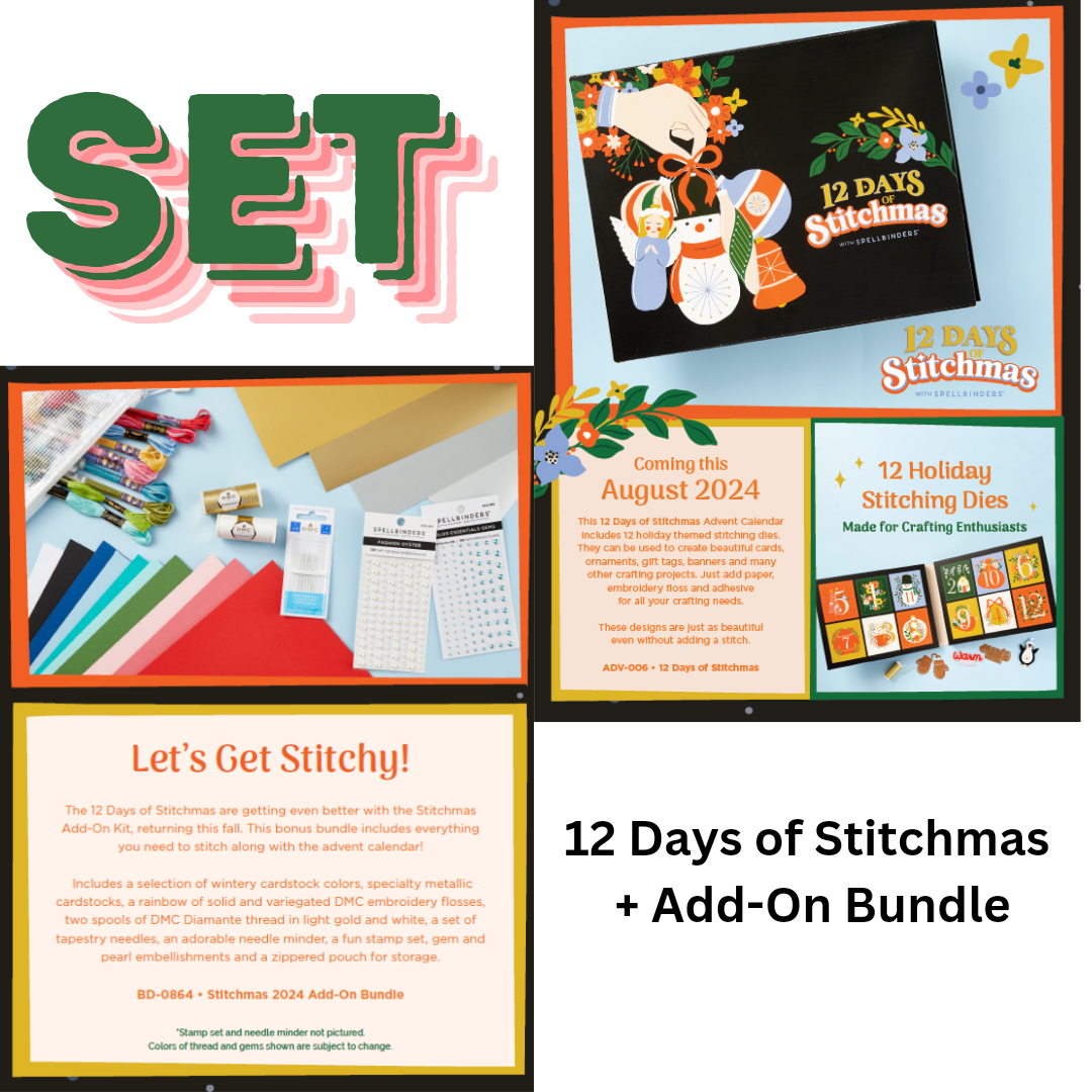 SET - Spellbinders - 2024 12 Days of Stitchmas 12 Day Advent Calendar PLUS ADD-ON KIT SET - Spellbinders - 2024 12 Days of Stitchmas 12 Day Advent Calendar PLUS ADD-ON KIT