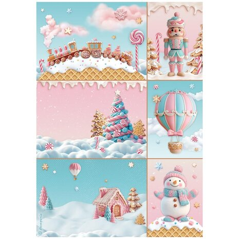 Stamperia - Candy Christmas A4 Rice Paper Cards