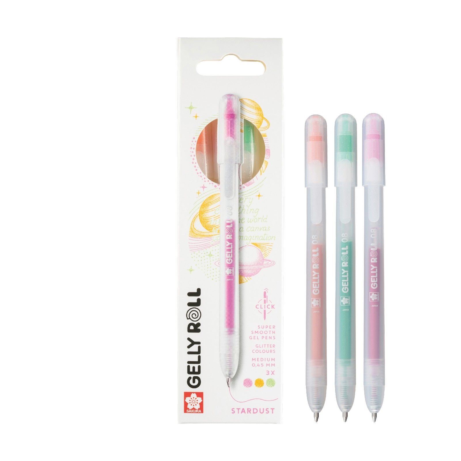 Sakura • Gelly Roll Retractable Stardust Set Orange Pink Emerald 3pcs