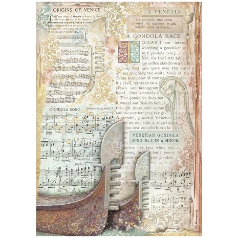Stamperia -  Venice City of Art A4 Rice Paper Gondola  