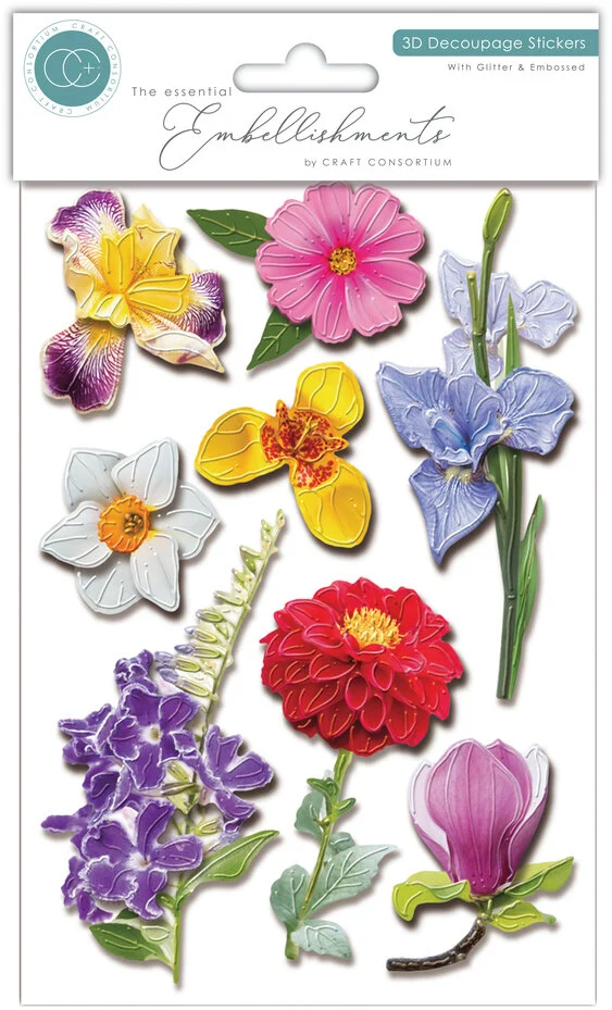 Craft Consortium - 3D Decoupage Stickers Flowers