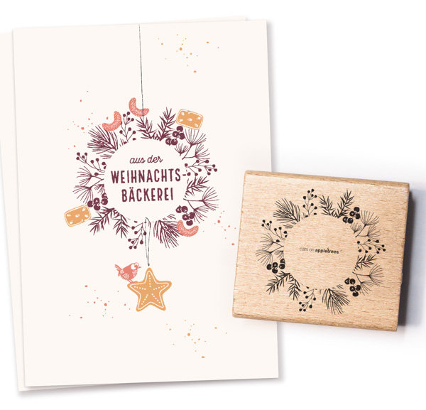 cats on appletrees - Stempel Winterkranz 1