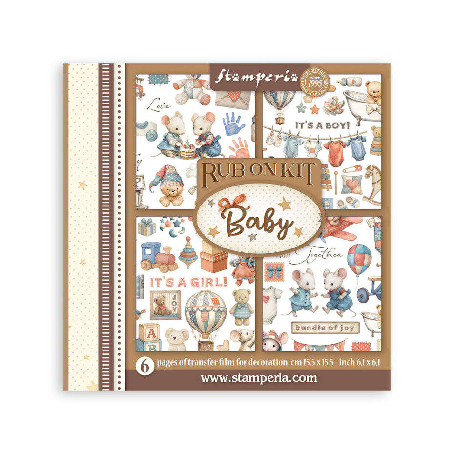 Stamperia - Baby Rub-On 6,1x6,1 Inch Assortment (6pcs)
