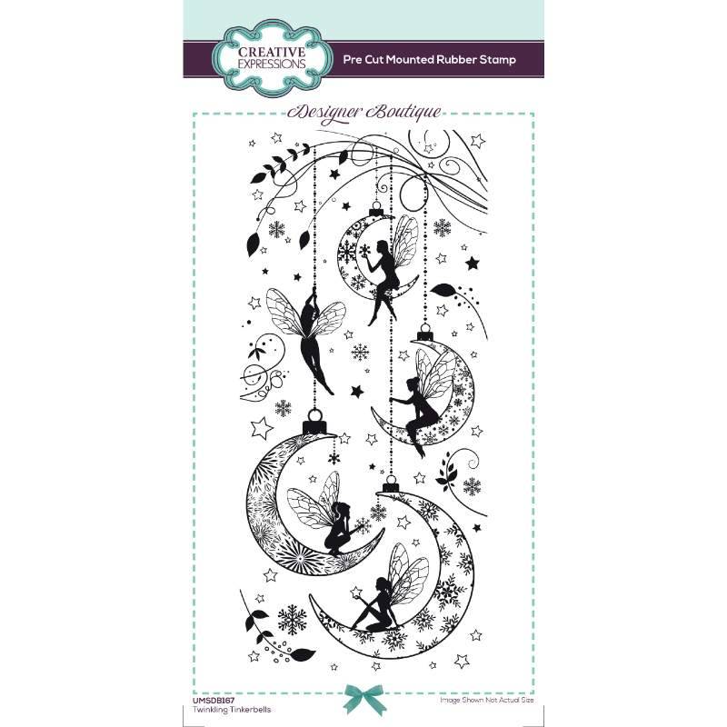 Creative Expressions Designer Boutique Twinkling Tinkerbells 4 in x 8 in Pre Cut Stamp