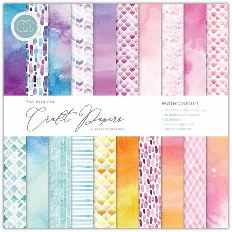 Craft Consortium Essential Craft Papers 6x6 Inch Paper Pad Watercolours 