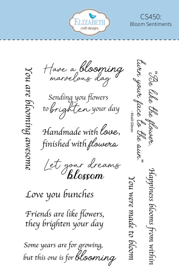 Elizabeth Craft Designs - Beautiful Blooms Stamps Bloom Sentiments by Paper Flowers