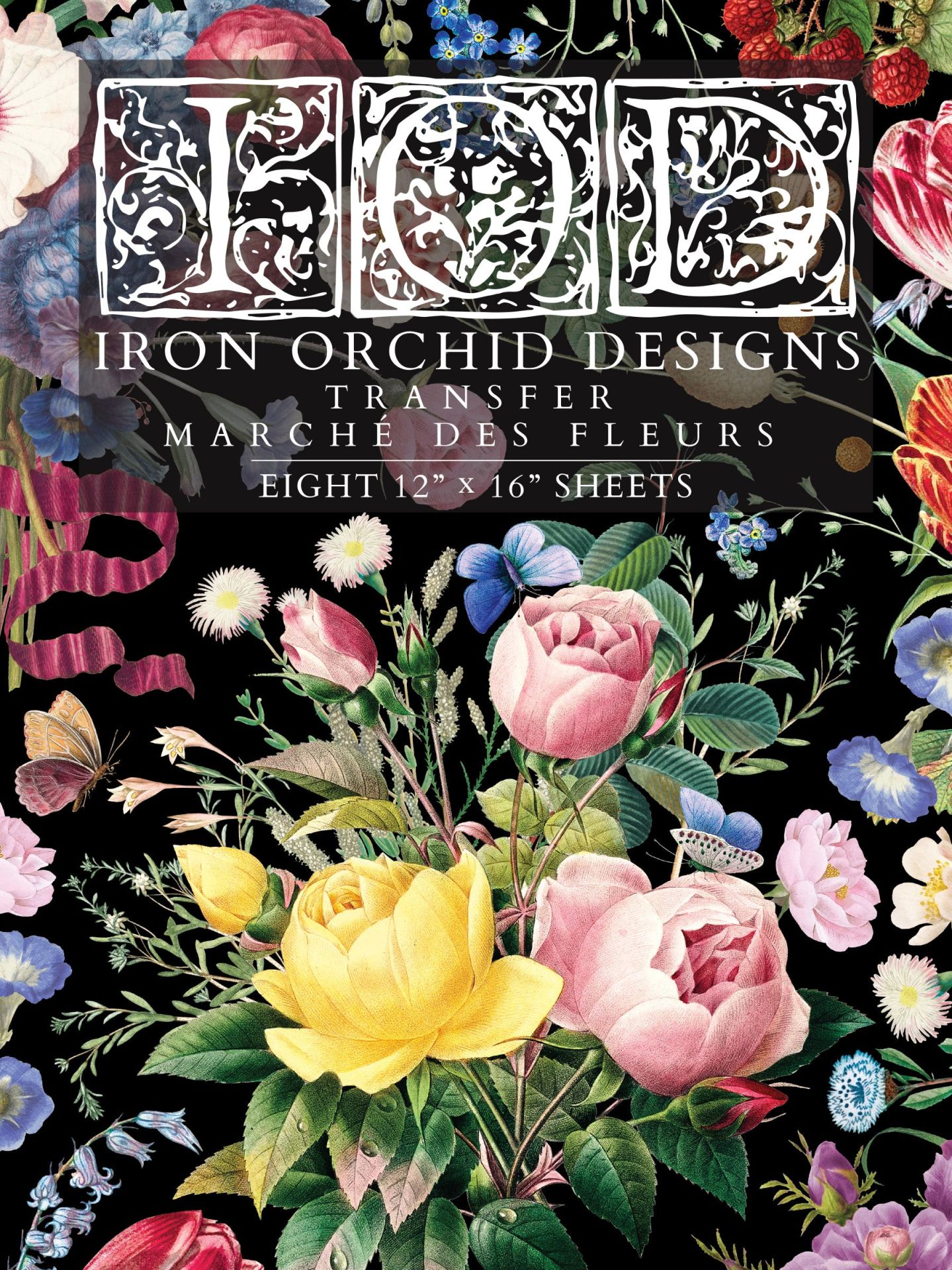 IOD - Iron Orchid Designs - Transfer - Marché des Fleurs 12x16 Pad
