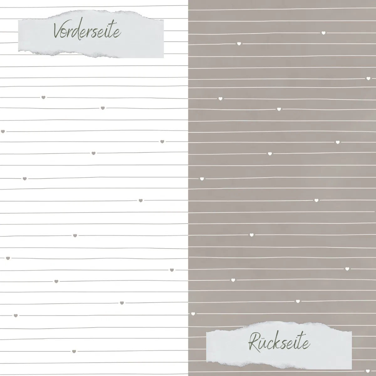 Creative Depot - Designpapier - Basic - Taupe - Doodle Linien mit Herzchen - Doppelseitig bedruckt