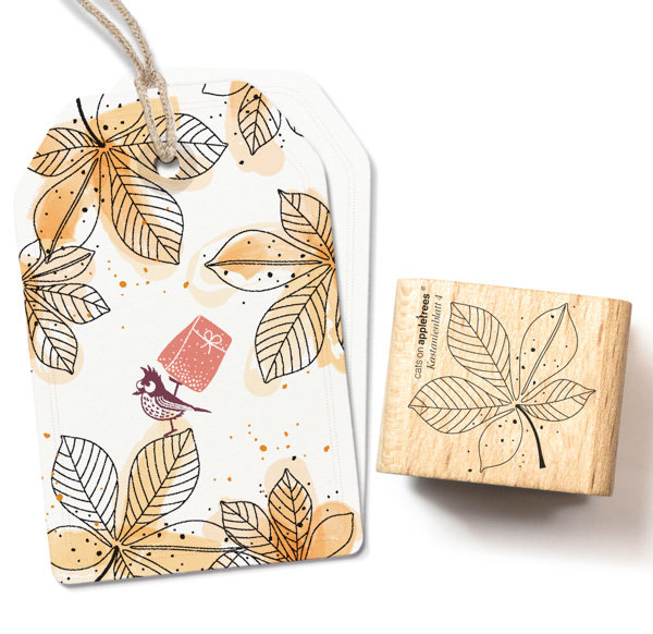cats on appletrees - Stempel Kastanienblatt 4 Outline
