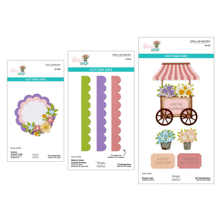 Spellbinders - Flower Cart Etched Dies from the Simple Vintage Flower Shoppe Collection with Simple Stories