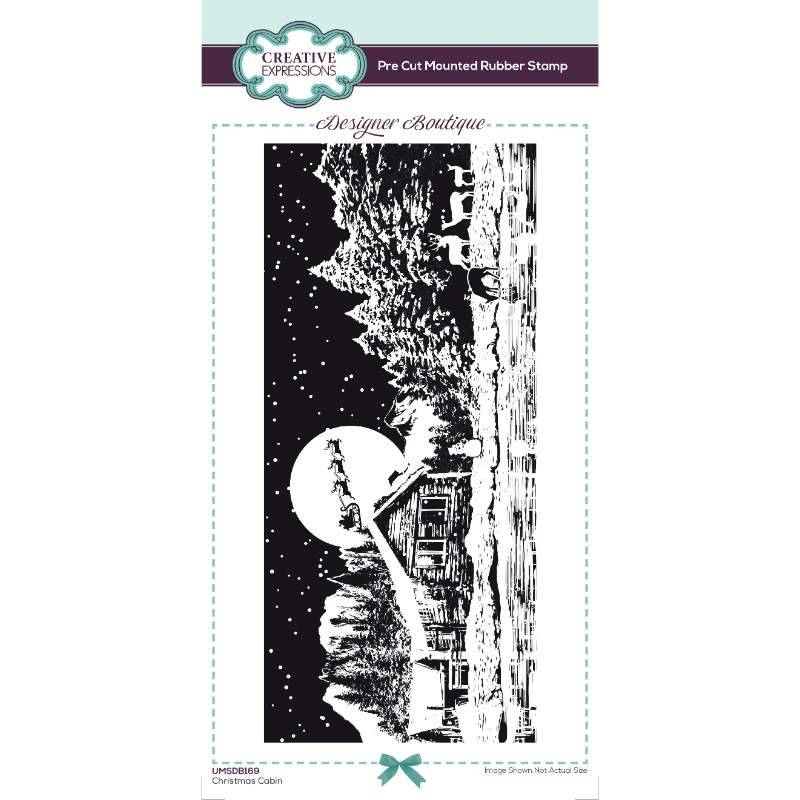 Creative Expressions Designer Boutique Christmas Cabin 4 in x 8 in Pre Cut Stamp