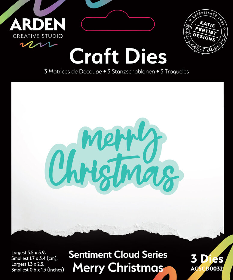 Arden Creative Studio - Sentiment Cloud Series Craft Die Set Merry Christmas by Katie Pertiet