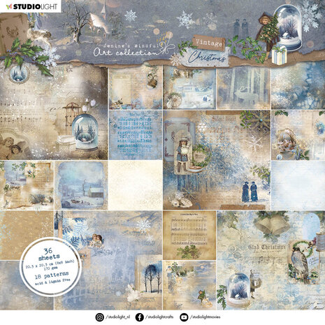 Studio Light Vintage Christmas 8x8 Inch Paper Pad Backgrounds