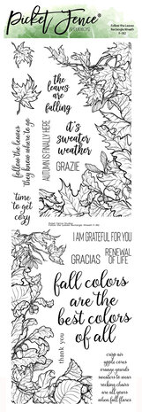 Picket Fence Studios - Follow the Leaves Rectangle Wreath Builder 4x12 Inch Clear Stamps  Picket Fence Studios - Follow the Leaves Rectangle Wreath Builder 4x12 Inch Clear Stamps