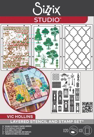 Sizzix - Studio Clear Stamps w/Stencils by Vic Hollins City Life (20+3pcs) 