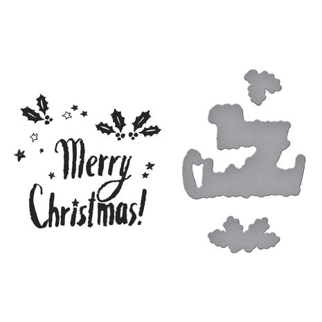 Spellbinders - Starry Holiday Registration Press Plate & Die Set Starry Merry Christmas