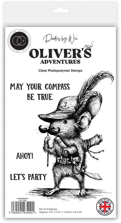 Craft Consortium - Oliver's Adventures A6 Clear Photopolymer Stamp Set Let's Party