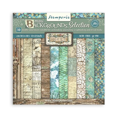 Stamperia - Songs of the Sea Maxi Background 12x12 Inch Paper Pack Stamperia - Songs of the Sea Maxi Background 12x12 Inch Paper Pack