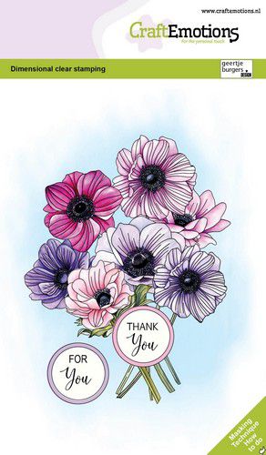 CraftEmotions clearstamps A6 - Strauß Anemonen und Siegeletikett GB Dimensional stamp