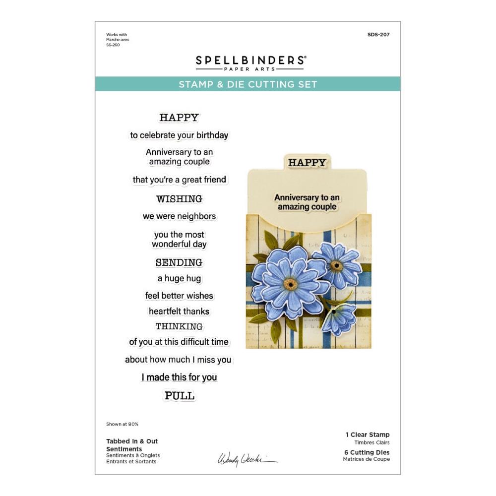 Spellbinders - Clear Stamp & Die Set by Wendy Vecchi - Tabbed Classics, Tabbed In&Out Sentiment 