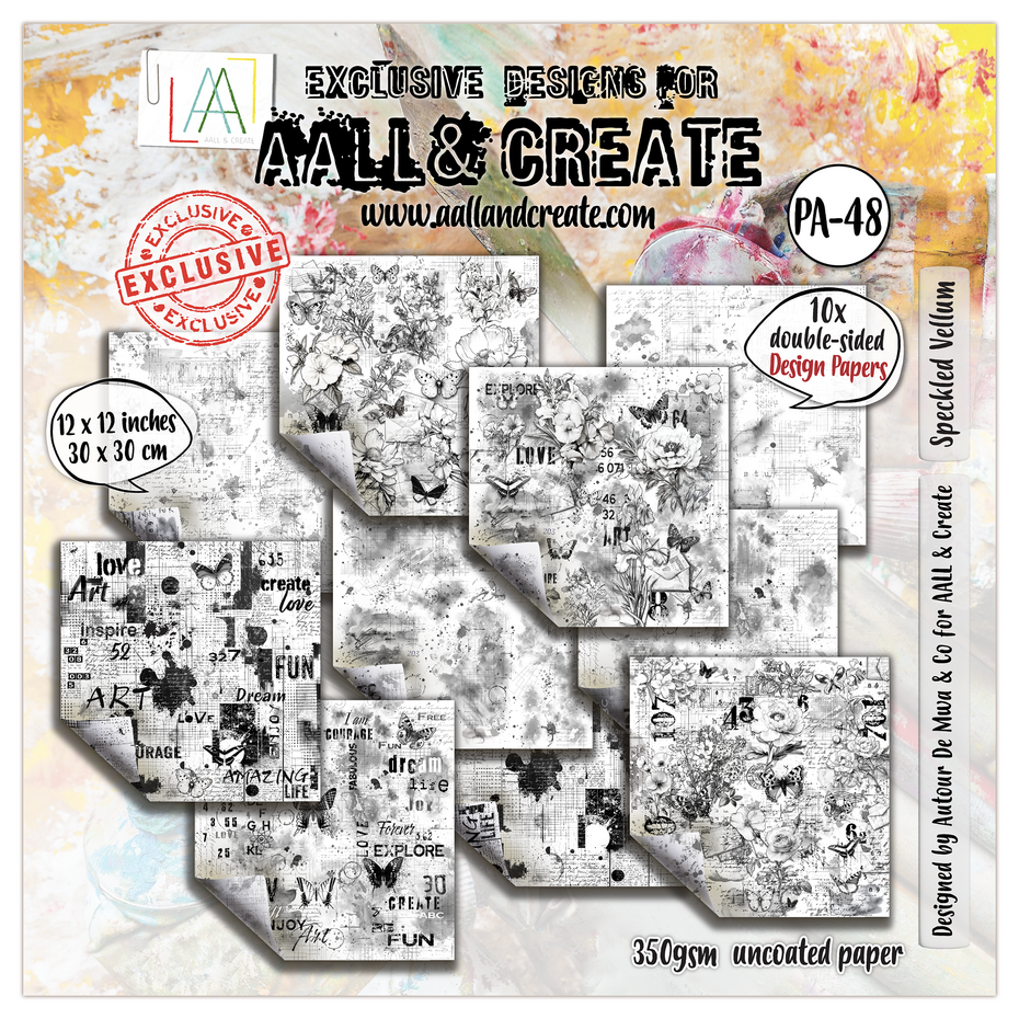 AALL & Create - Inkblot Meadow 12x12 Inch Design Paper Speckled Vellum
