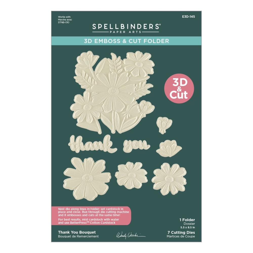 Spellbinders - 3D Embossing Folder - Tabbed Classics, Thank You Bouquet 