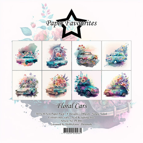Paper Favourites - Floral Cars 12x12 Inch Paper Pack