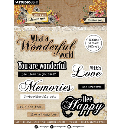 Studio Light - Sticker Paper Pad Sentiments Sweet Bee Memories nr.35
