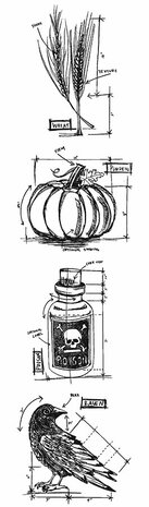 Tim Holtz - Halloween 2 Mini Tim Holtz Blueprint Strip Stamps Tim Holtz - Halloween 2 Mini Tim Holtz Blueprint Strip Stamps