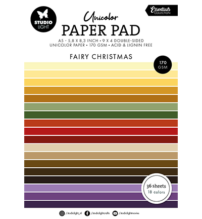 StudioLight-   Unicolor Paper Pad Fairy Christmas Essentials nr.340