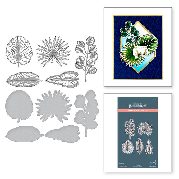 Spellbinders -BetterPress - Tropical Leaves Press Plate & Die Set from the Propagation Garden Collection by Annie Williams  Spellbinders -BetterPress - Tropical Leaves Press Plate & Die Set from the Propagation Garden Collection by Annie Williams