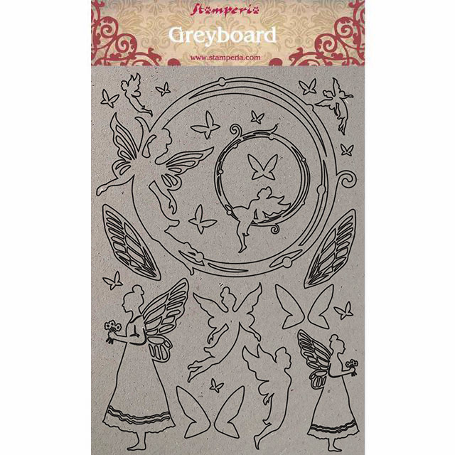 stamperia-greyboard-a4-fairies-klspda407