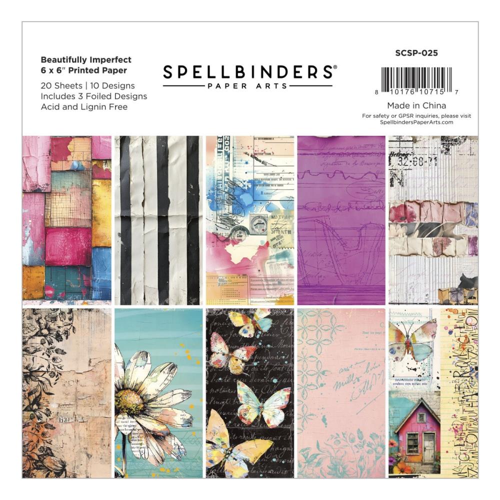 Spellbinders - 6X6" Printed Paper - Beautifully Imperfect  