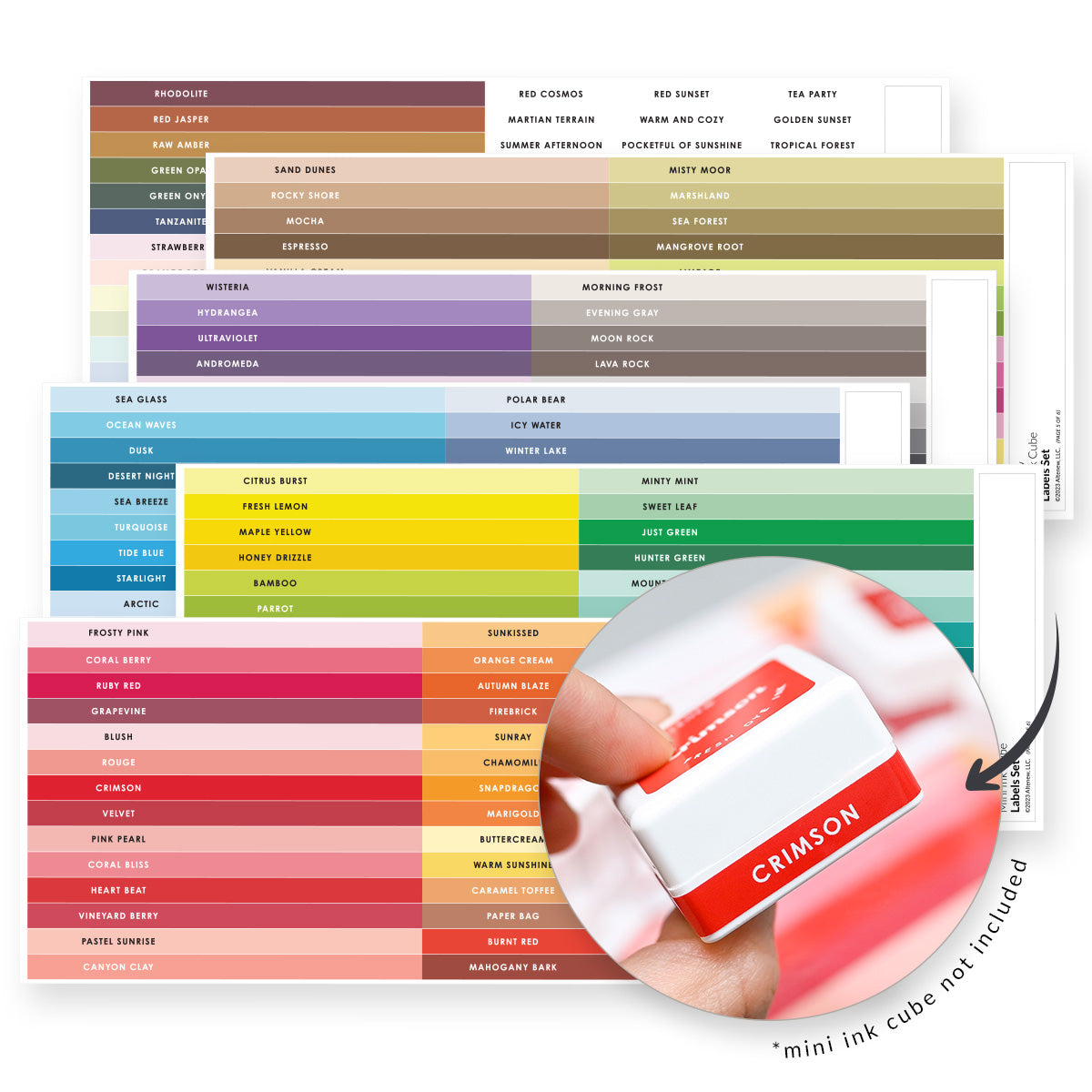 Altenew - Mini Ink Cube Label Set - All Crisp Dye Ink Colors (6 Sheets)  Altenew - Mini Ink Cube Label Set - All Crisp Dye Ink Colors (6 Sheets)