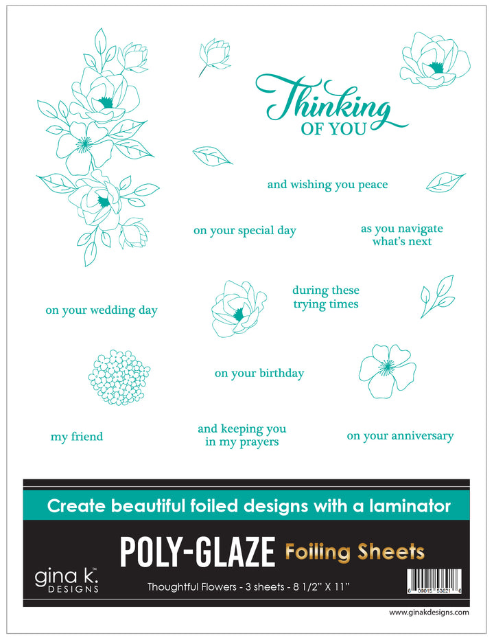 Gina K Designs - POLY-GLAZE Foiling Sheets- Thoughtful Flowers